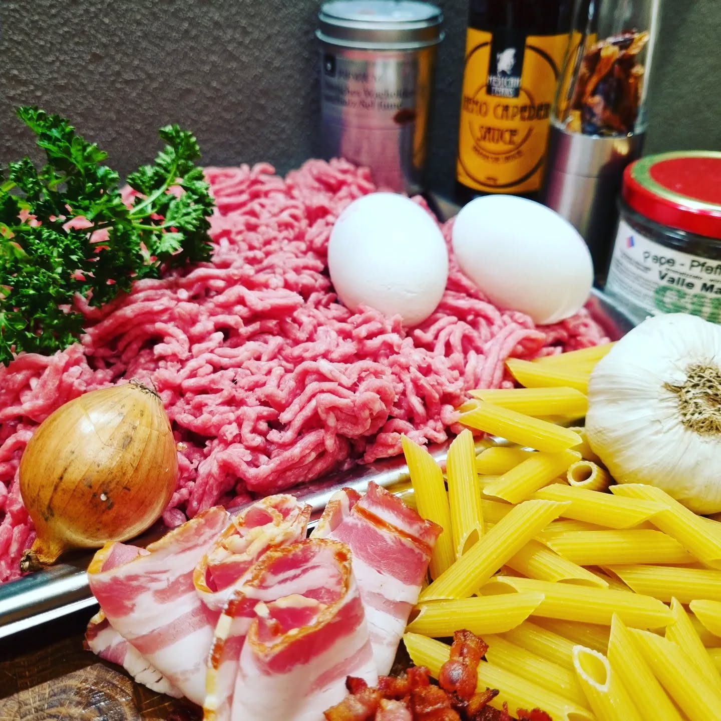 Big Meat Bacon Pasta Bomb